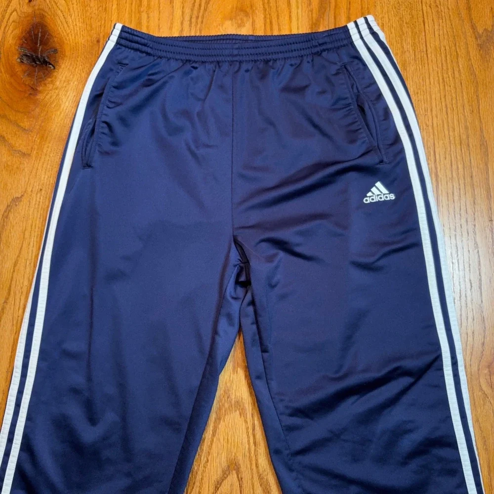 Adidas Tear Away Pants Men's Medium Snap Sweatpants Blue 3 Stripe Baggy Y2K